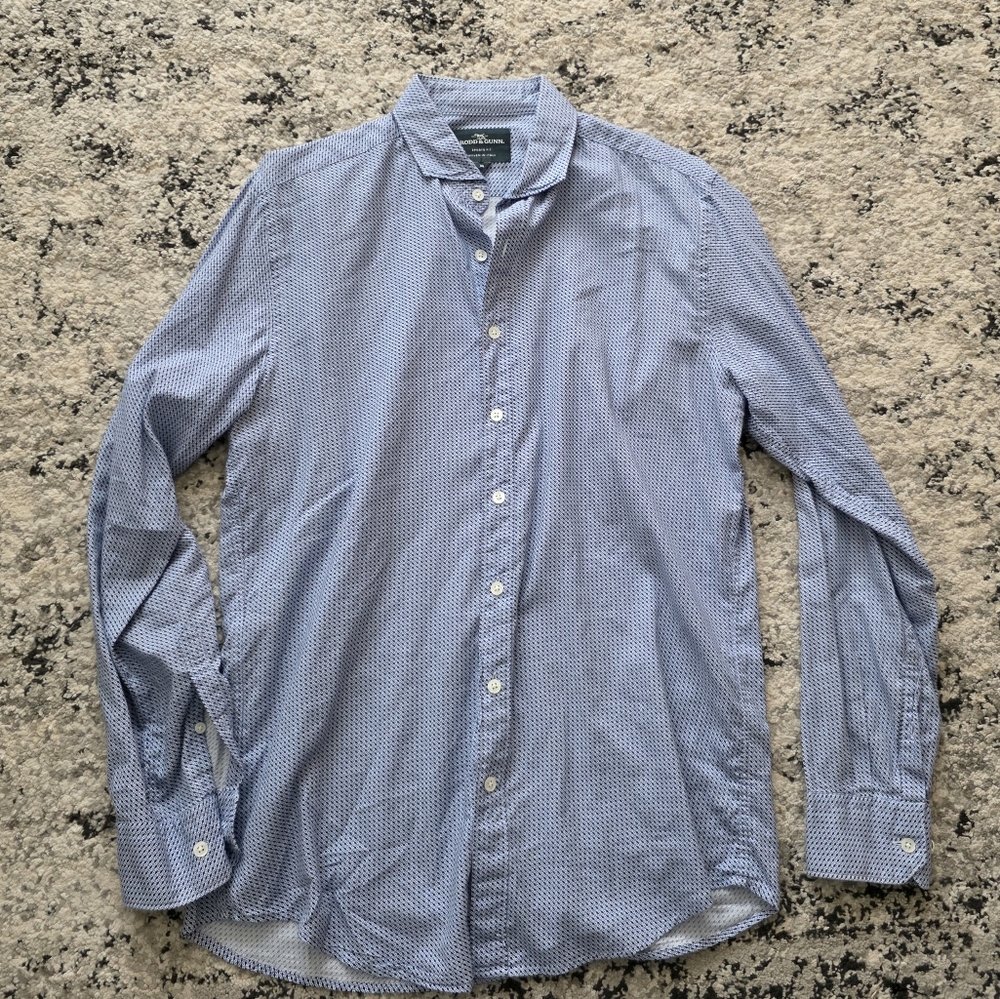 Rodd & Gunn Sport Fit Dress Shirt Lomgsleeve Woven In Italy Mens M Blue White